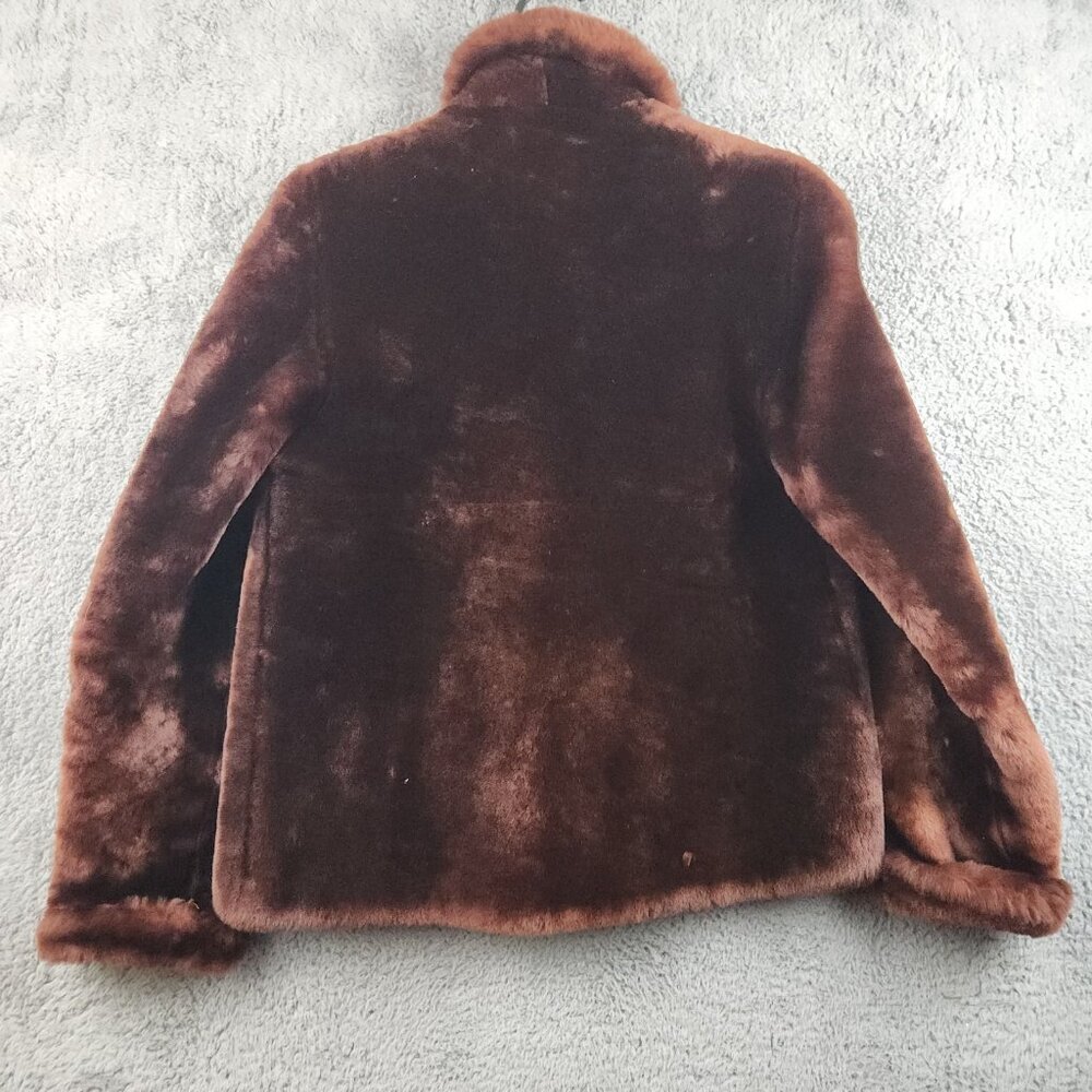 Vintage 60's Faux Fur Coat Women's Burgundy Red SM/Med Lined Mouton Beautiful - Picture 2 of 10
